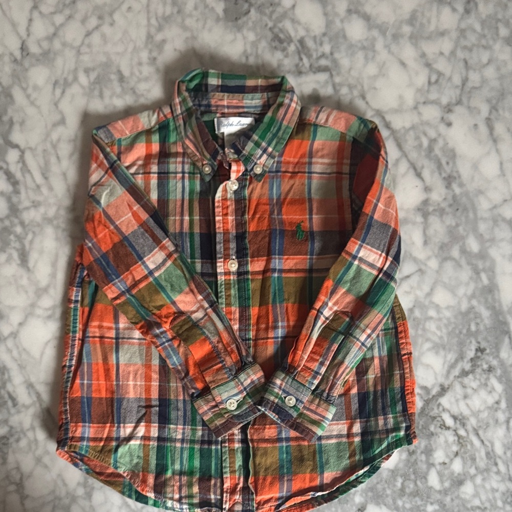 Ralph Lauren Kids Plaid Shirt - Orange, Green, Blue